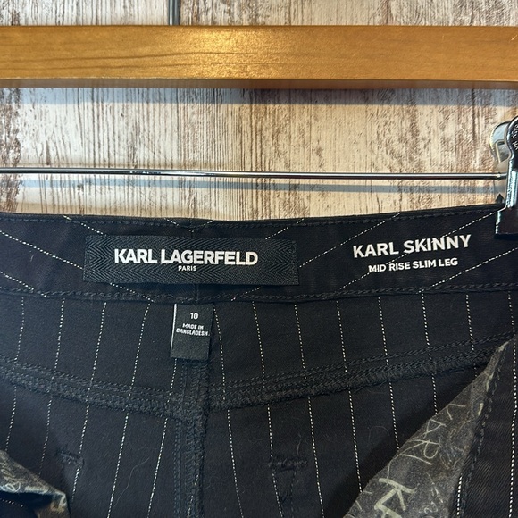 KARL LAGERFELD PARIS Women's Mid Rise Slim Leg Metallic-Stripe Jeans Sz 10 - Picture 7 of 11